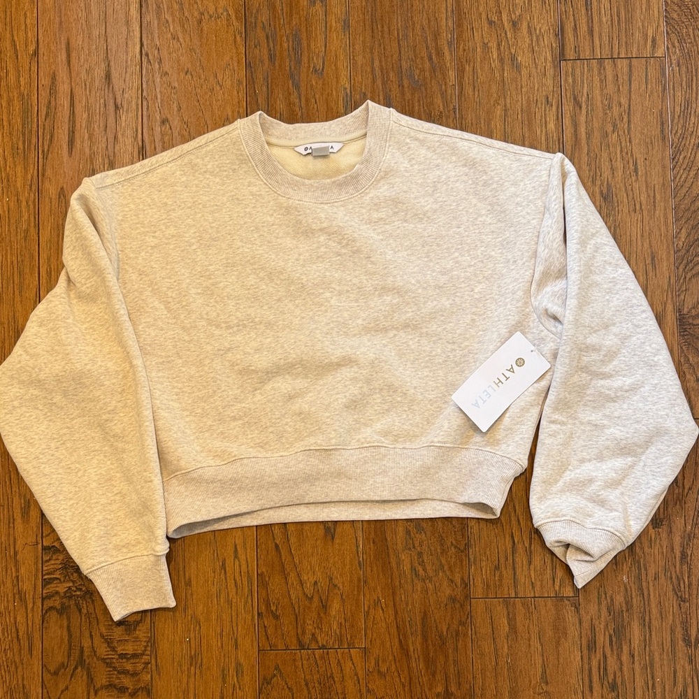 Athleta Heavyweight Terry Ultra Crop Crew Sweatshirt, Small NWT